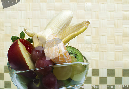 Image of Fruit salad in a glass bowl