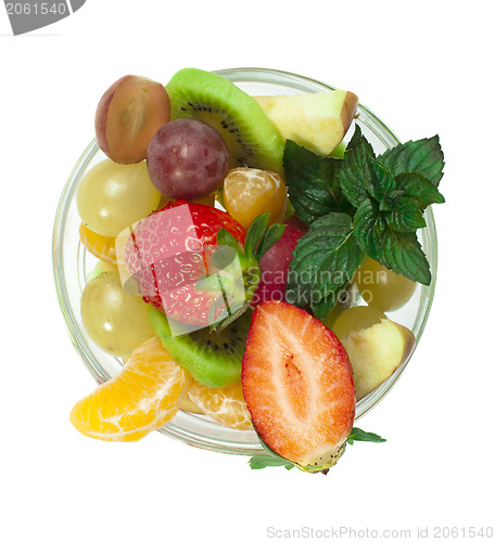 Image of Fruit salad in a glass bowl 