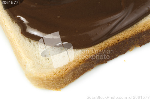 Image of Liquid chocolate on a slice of bread