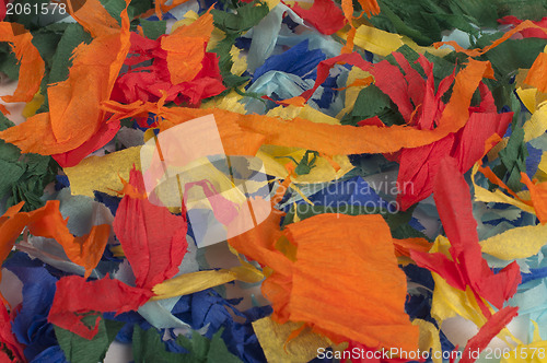 Image of Many colorful pieces of torn paper