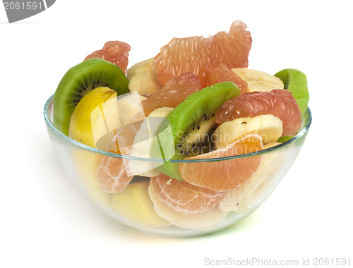 Image of Fruit salad with citrus in a glass bowl