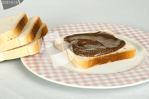 Image of Liquid chocolate on a slice of bread