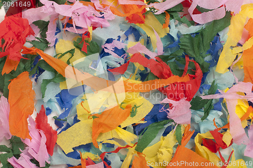 Image of Many colorful pieces of torn paper