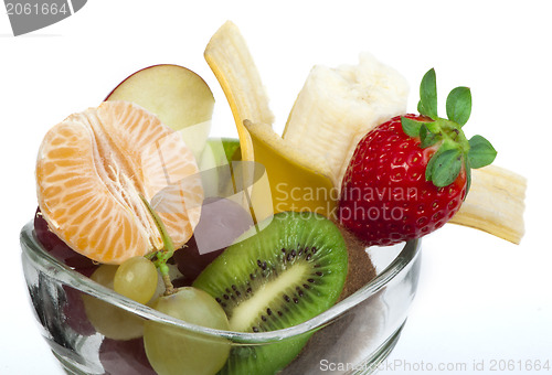 Image of Fruit salad in a glass bowl 