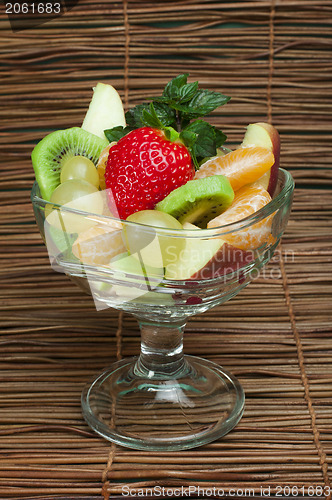 Image of Fruit salad in a glass bowl