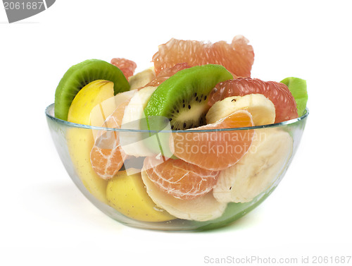 Image of Fruit salad with citrus in a glass bowl