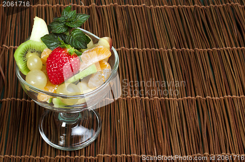 Image of Fruit salad in a glass bowl