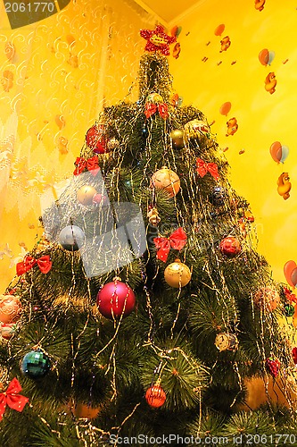 Image of The harmonous and dressed up New Year's fur-tree