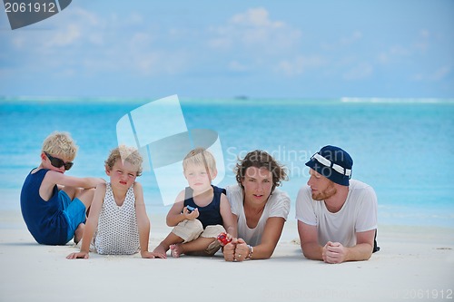 Image of happy family on vacation