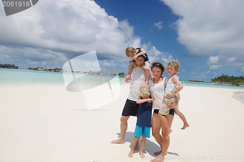 Image of happy family on vacation