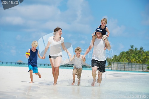 Image of happy family on vacation