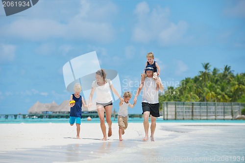 Image of happy family on vacation