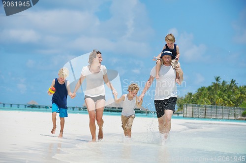 Image of happy family on vacation