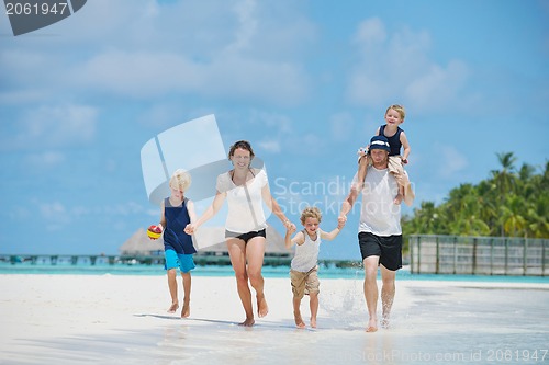Image of happy family on vacation