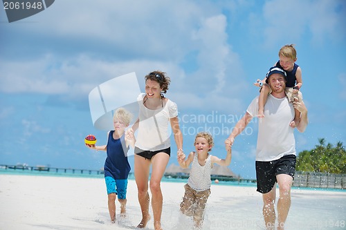 Image of happy family on vacation