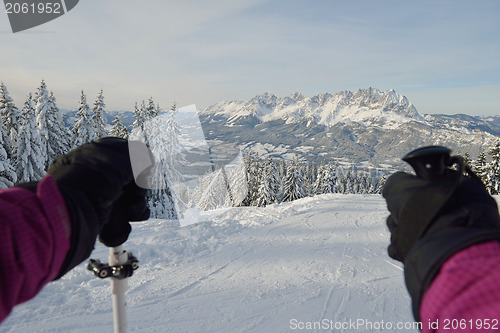 Image of winter  people fun and ski