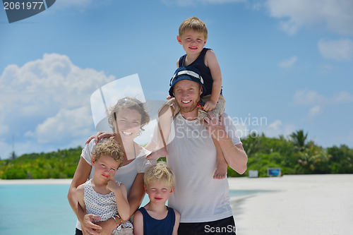 Image of happy family on vacation