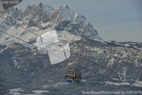 Image of Ski lift gondola in Alps