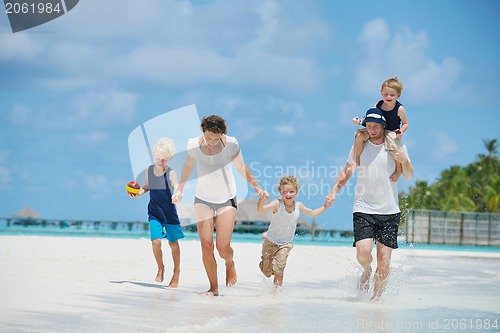 Image of happy family on vacation