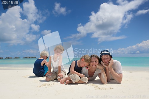 Image of happy family on vacation