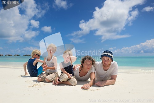 Image of happy family on vacation