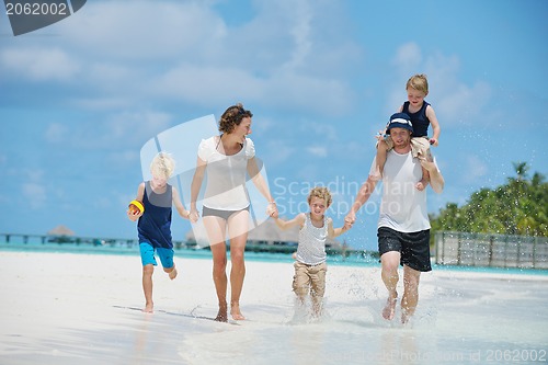 Image of happy family on vacation