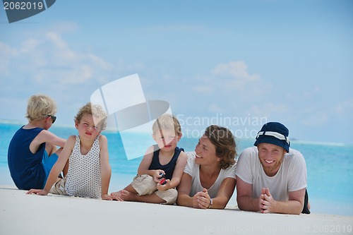 Image of happy family on vacation