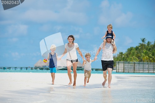 Image of happy family on vacation