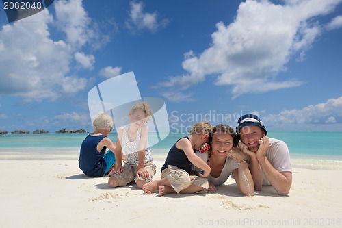 Image of happy family on vacation
