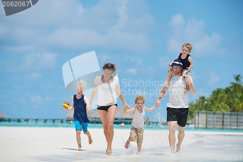 Image of happy family on vacation