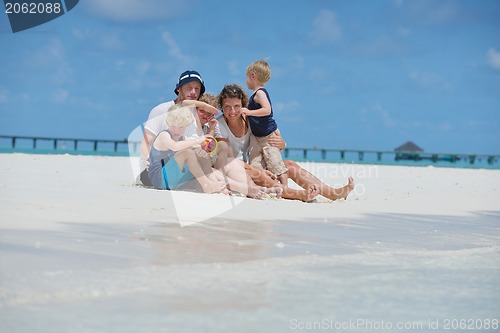 Image of happy family on vacation