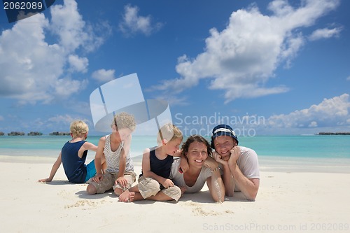 Image of happy family on vacation