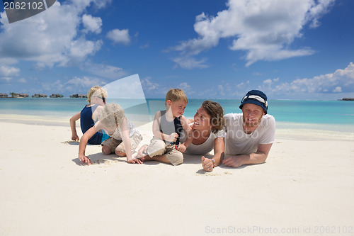 Image of happy family on vacation