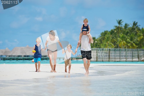 Image of happy family on vacation