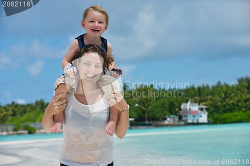 Image of happy family on vacation