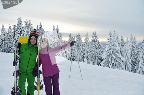 Image of winter  people fun and ski