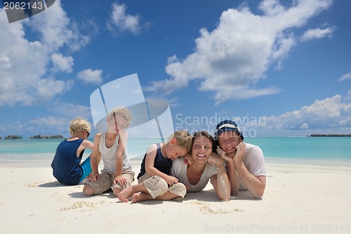 Image of happy family on vacation
