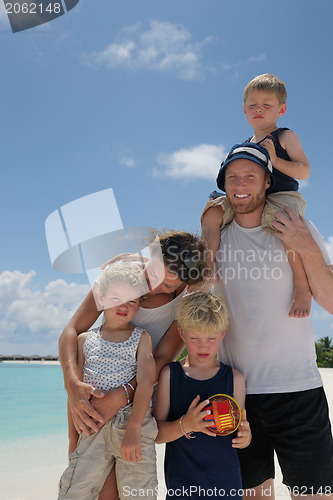 Image of happy family on vacation