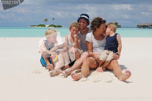 Image of happy family on vacation