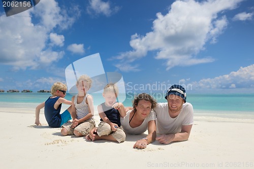 Image of happy family on vacation
