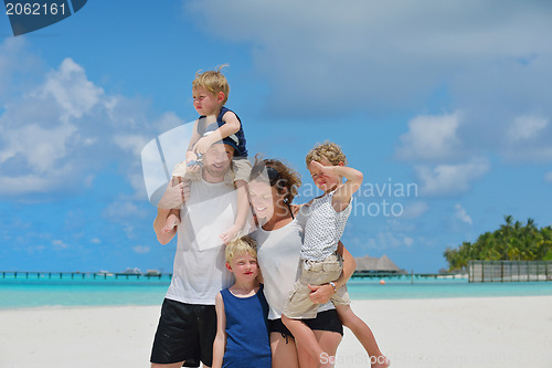 Image of happy family on vacation
