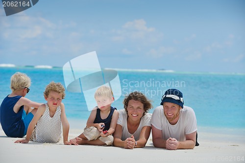 Image of happy family on vacation