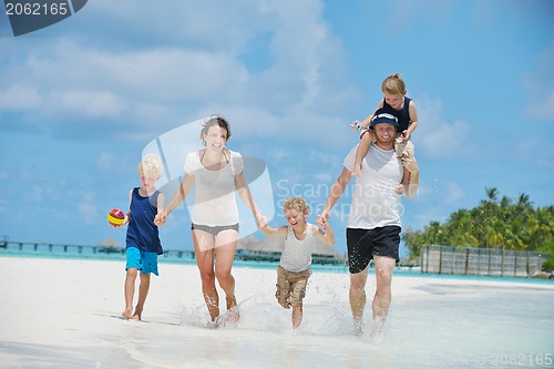 Image of happy family on vacation