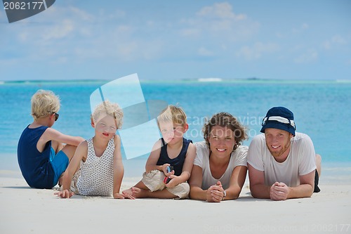 Image of happy family on vacation