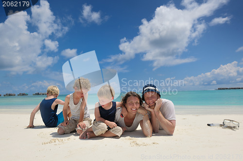 Image of happy family on vacation