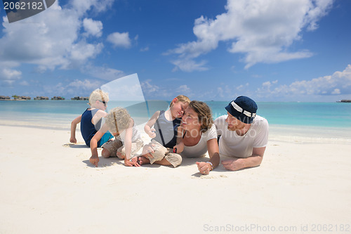 Image of happy family on vacation