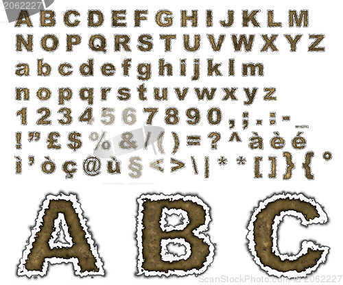 Image of Burnt parchment alphabet