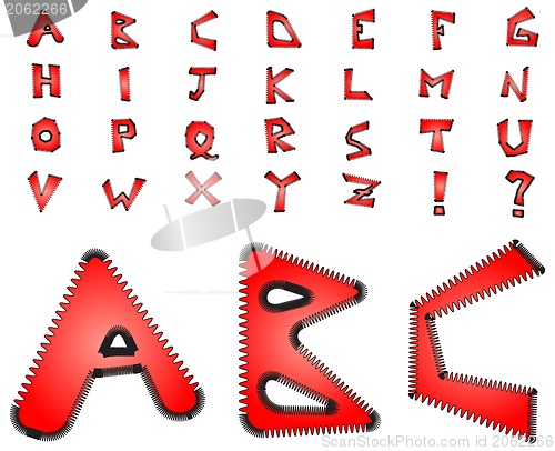 Image of Electric zig zag alphabet - red