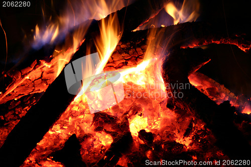 Image of Fire burning in the night