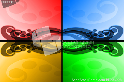 Image of Four colours abstract waves